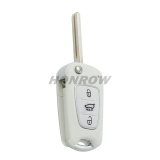 For Hyundai  3 button flip remote key blank with Toy40 Blade  White color