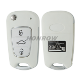 For Hyundai I30 IX35  3 button flip remote key blank with Toy40 Blade  White color