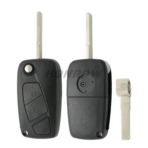 For Fiat 3 button flip remote key blank (Black Color)