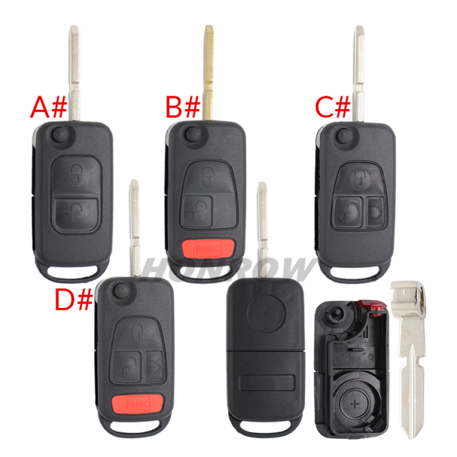 For Benz 2/2+1/3/3+1 Button Flip Remote Key Blank with 4 track blade,please choose the key type. (No Logo)