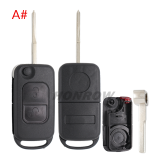 For Benz 2/2+1/3/3+1 Button Flip Remote Key Blank with 2 track blade please choose the key type. (No Logo)