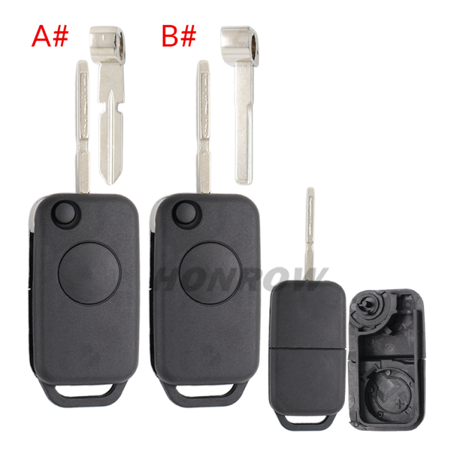 For Benz 1 Button Flip Remote Key Blank with 2/4 track blade (No Logo)