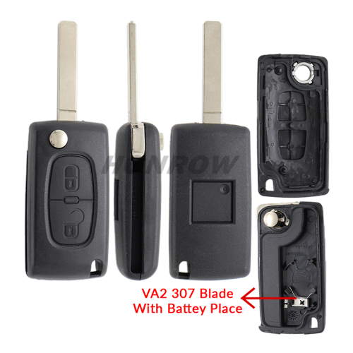 For Peu 307 blade 2 buttons flip remote key shell ( VA2 Blade -  2Button - With battery place )