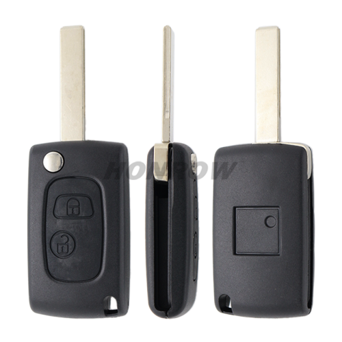 For Peu 2 button modified flip remote key blank with HU83-407 Blade