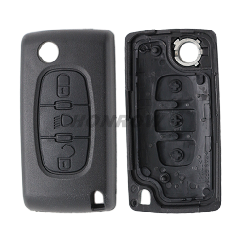 For Peu 407 blade 3 button flip remote key shell with light button ( HU83 Blade - Light - No battery place )