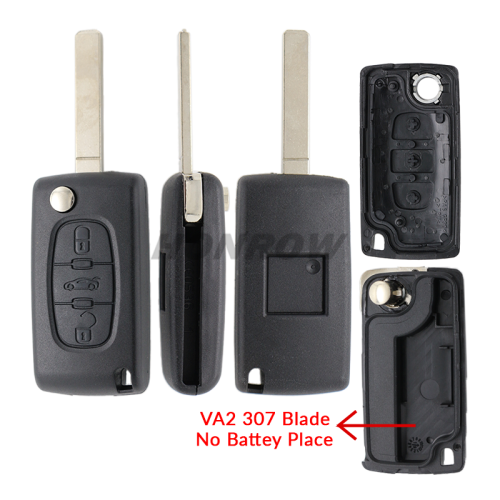 For Peu 307 blade 3 button flip remote key shell ( VA2 Blade - Trunk - No battery place )