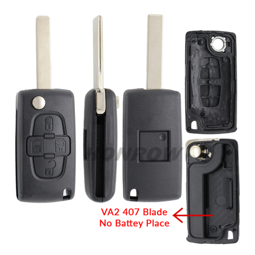 For Peu 4 button remote key blank with 407 blade ( HU83 Blade -4 Button- No battery place )