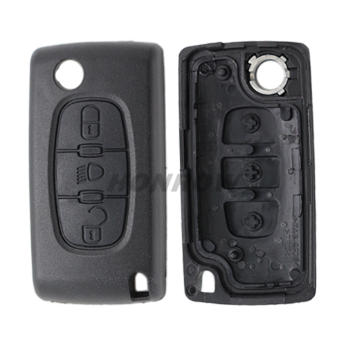 For Peu 307 blade 3 button flip remote key blank with light button ( VA2 Blade - 3Button -  Light - No battery place) (No Logo)