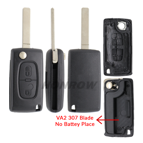 For Peu 307 blade 2 buttons flip remote key blank  ( VA2 Blade -  2Button - No battery place ) (No Logo)