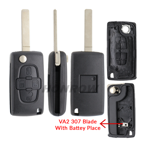 For Cit 4 button remote key blank with 307 blade  ( VA2 Blade -4 Button- With battery place )