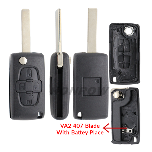 For Cit 4 button remote key blank with 407 blade  ( HU83 Blade -4 Button- With battery place )