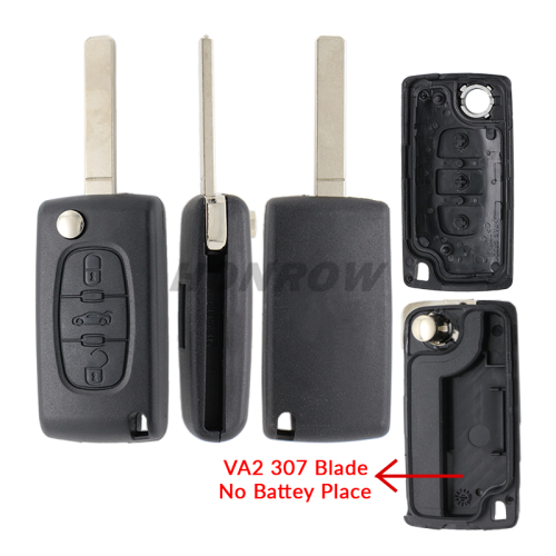 For Peu 307 blade 3 button flip remote key blank with trunk button (VA2 Blade - 3Button -  Trunk - No battery place) (No Logo)