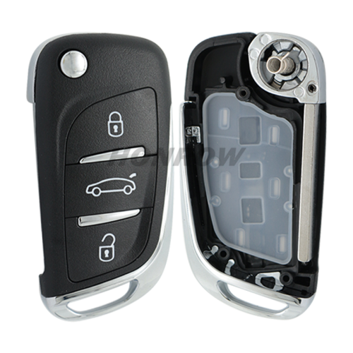For Citroen 3 button modified flip remote key blank withVA2 307/HU43/206 Blade -- Without battery place