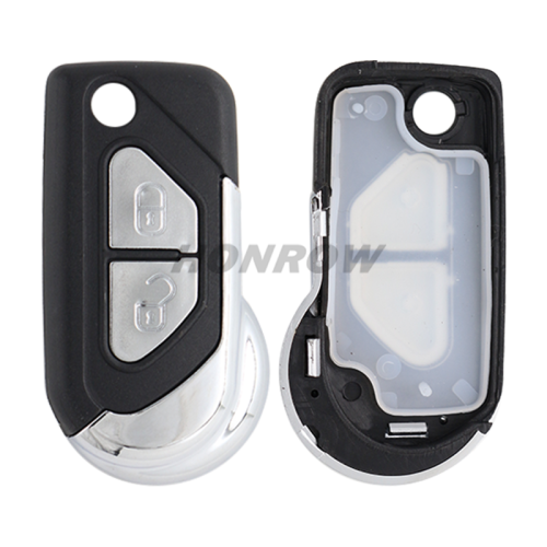 For Peugeot 2 button flip remote key blank with VA2 & 307 blade