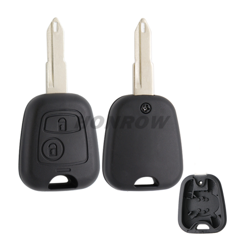 For Peugeot 2 button remote key blank with 206 key blade