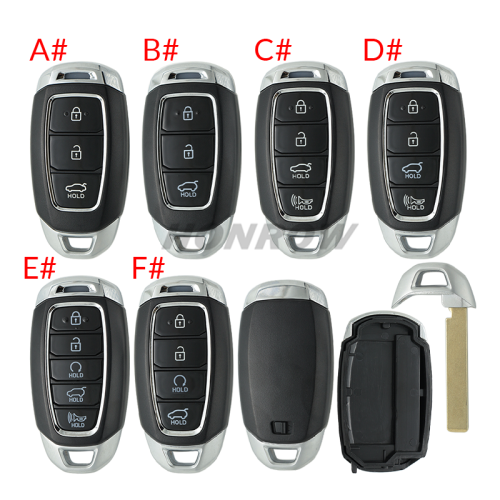 For 2021 new Hyundai 3/4/5 button smart remote key blank with battery clamp
