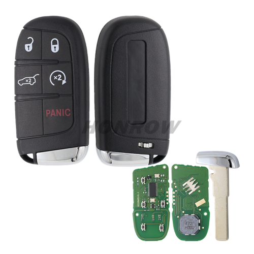 For Chrysler Compass 4+1 button Remote Car Key with 433Mhz ASK 4A Chip FCCID: M3N-40821302