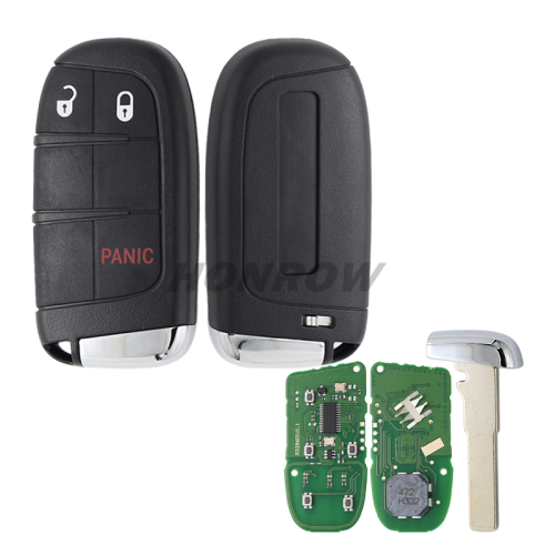 For Chrysler Compass 2+1 button Remote Car Key with 433Mhz ASK 4A Chip FCCID: M3N-40821302
