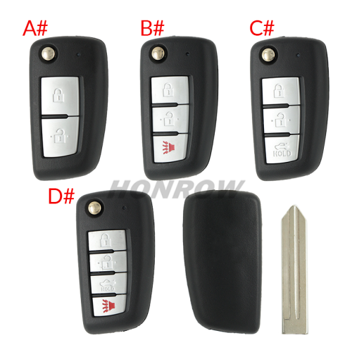 For Nissan 2/2+1/3/2+1 button remote key blank，please choose the key button