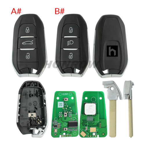 For Peugeot 508 remote key with 434mhz ID46 PCF7945/7953(HITAG2)Chip PSW Mode CMIIT ID:2011DJ1873