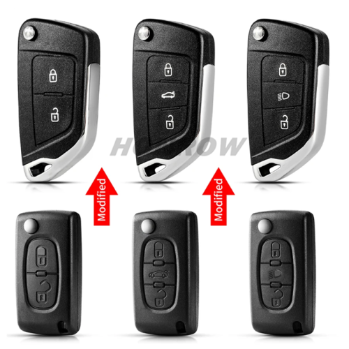 For Peugeot modified key 2/ 3 button remote key blank without battery place 0523 Please choose the button and key blade