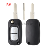 For Renault 2 button remote key blank without logo