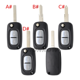 For Renault 2 button remote key blank without logo