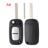 For Renault 2 button remote key blank without logo