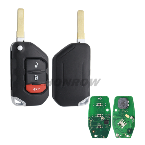 For Jeep Wrangler Remote key 3 Button ASK 433MHz Folding Remote Key SIP22 PCF7939M / HITAG AES / 4A CHIP FCC ID:OHT1130261 OE #:68416784AA