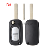 For Renault 2 button remote key blank without logo
