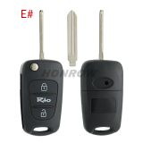 For Hyundai 3 button remote key blank with HY14 left  blade
