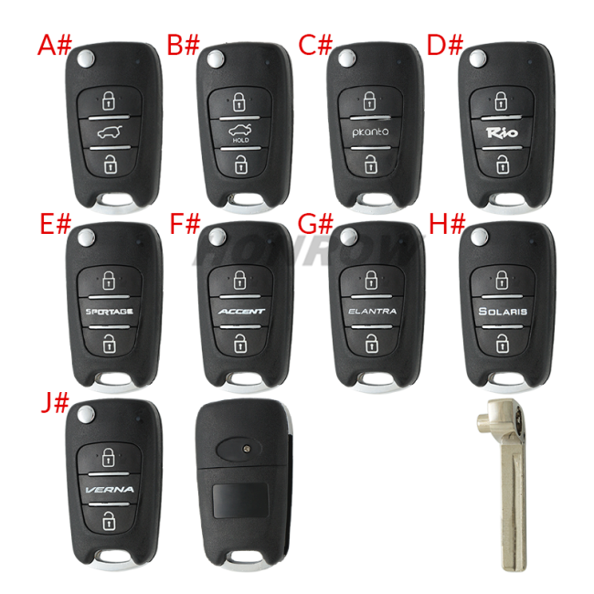 For Hyundai 3 button remote key blank with HY20 blade