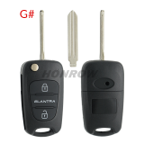 For Hyundai 3 button remote key blank with HY14 left  blade