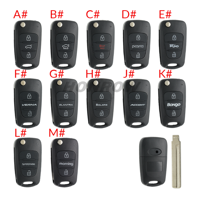 For Hyundai 3 button remote key blank with HY20 left  blade