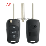 For Hyundai 3 button remote key blank with HY20R right  blade