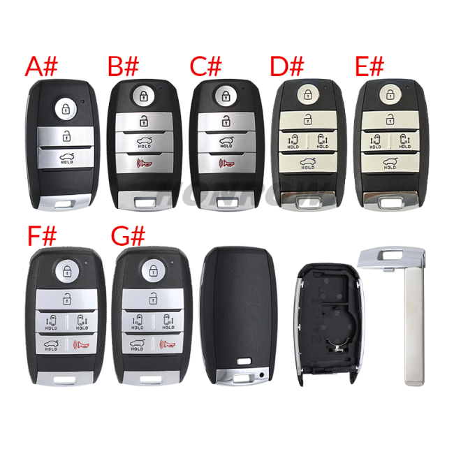 For Kia 3/2+1/4/5/5+1 button smart remote key blank without logo,please choose the key type.