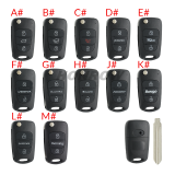 For Hyundai 3 button remote key blank with HY14 left  blade