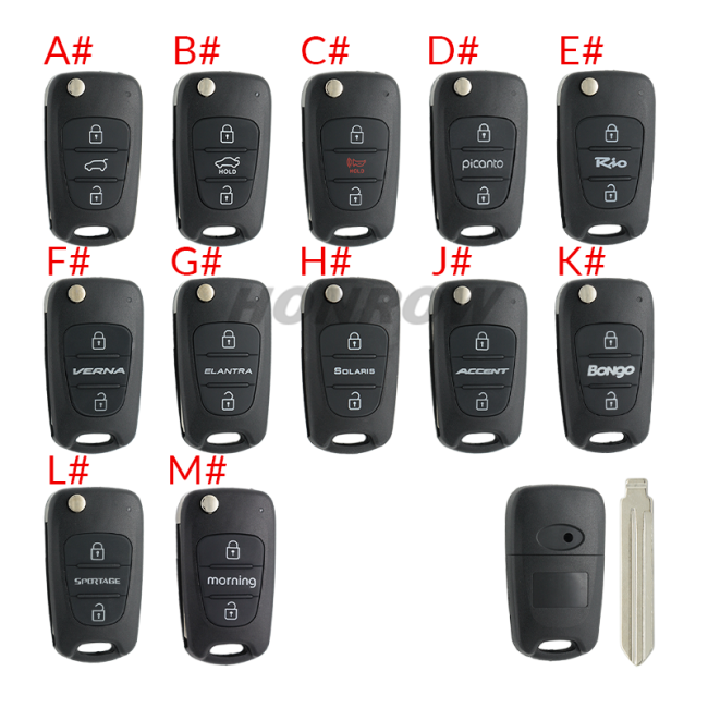 For Hyundai 3 button remote key blank with HY14 left  blade
