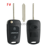 For Hyundai 3 button remote key blank with HY14 left  blade