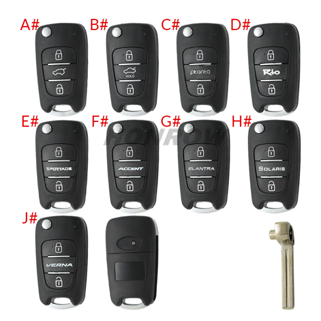 For Hyundai 3 button remote key blank with HY22 blade