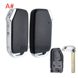 For Kia 3/3+1/4  button smart  remote key blank with battery holder without logo