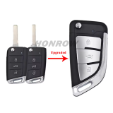 For VW 3 button modified Filp Folding Remote Key Shell HU66 HU162