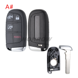 Copy For Chrysler 3 /4 button flip remote key shell with Key Blade