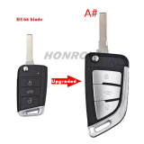 For VW 3 button modified Filp Folding Remote Key Shell HU66 HU162