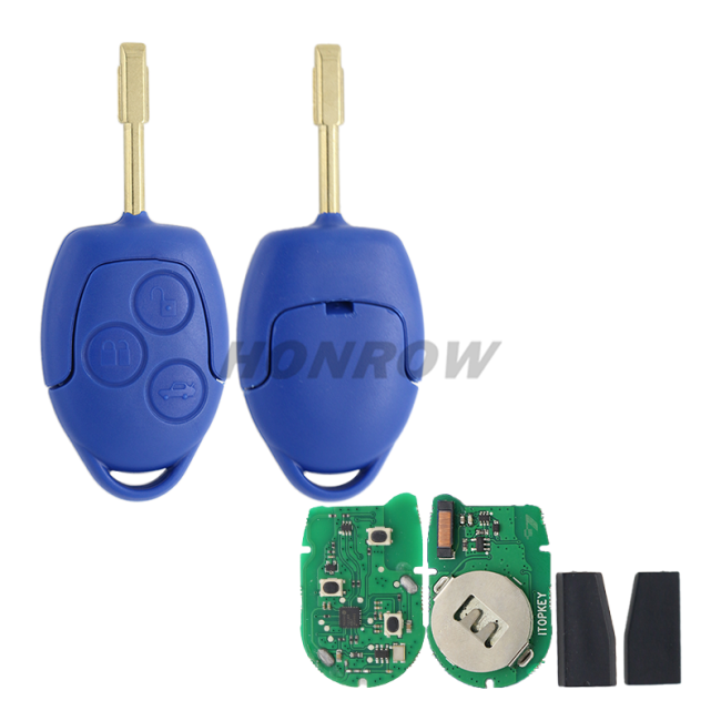 For New Ford Transit blue  3 button remote key with blue blade 433MHz ASK 4D63 CHIP FCCID:6C1T 15K601 AG