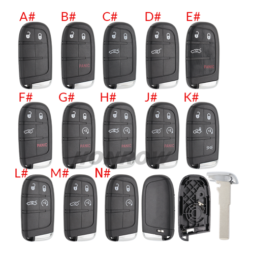For Chrysler 2/2+1/3/3+1/4+1/5 button flip remote key shell with SIP22 Key Blade without logo