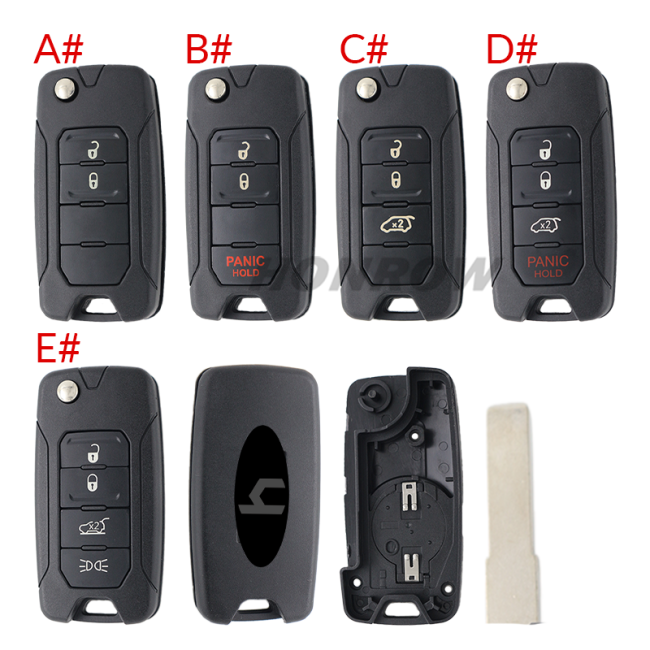For Chrysler Jeep 2/2+1/3/3+1/4 button flip remote key blank