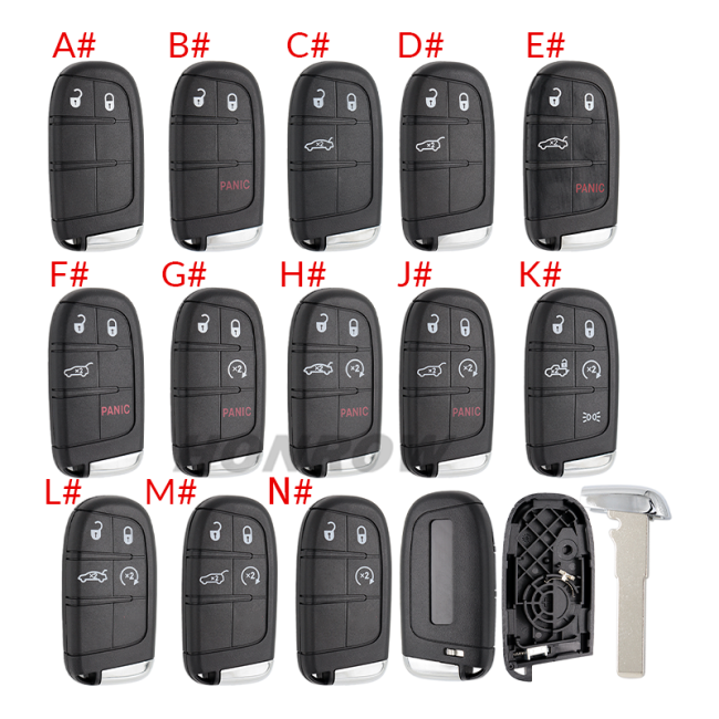For Chrysler 2/2+1/3/3+1/4+1/5 button flip remote key shell with Key Blade