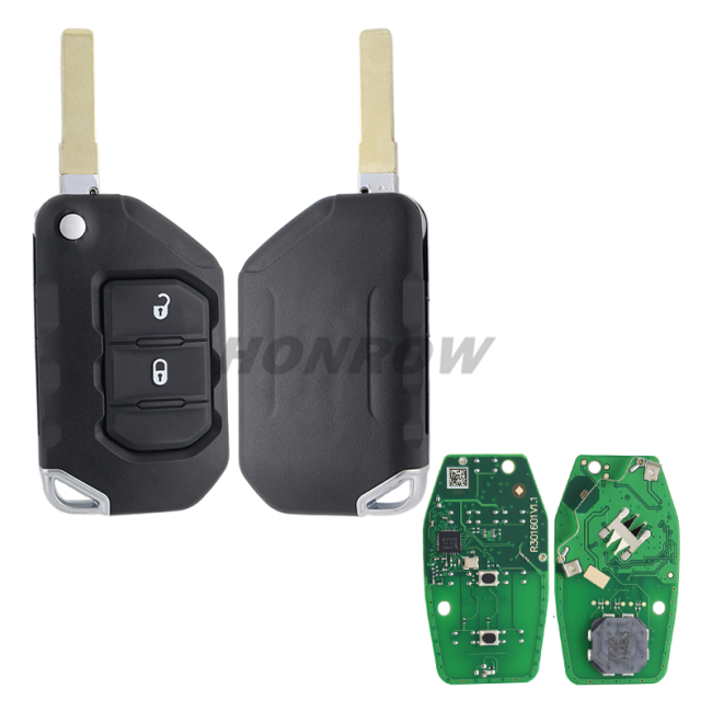 For Jeep Wrangler Keyless Remote key 2 Button ASK433 MHz Folding Remote Key SIP22 PCF7939M / HITAG AES / 4A CHIP FCC ID:OHT1130261 OE #:68416784AA