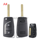 For Toyota 2/3/2+1/3+1 button flip remote key blank with VA2 Blade